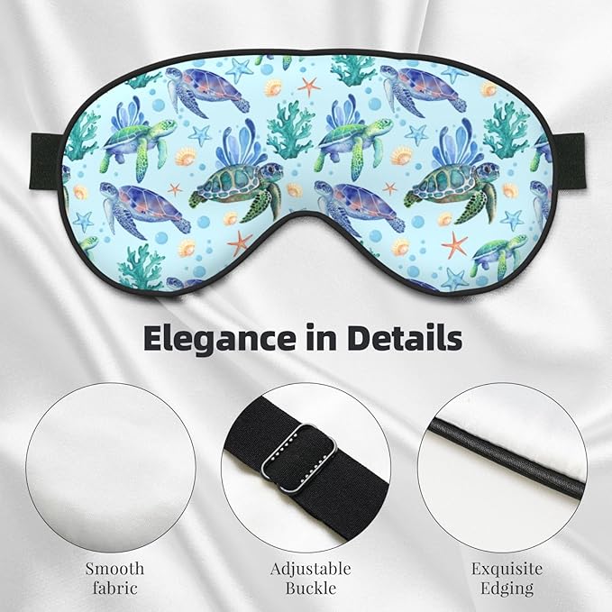 Sea Turtle Sleep Mask Breathable Soft Eye Mask for Sleep for Women Men Lightweight Eye Cover for Travel, Night Work, Nap, Office