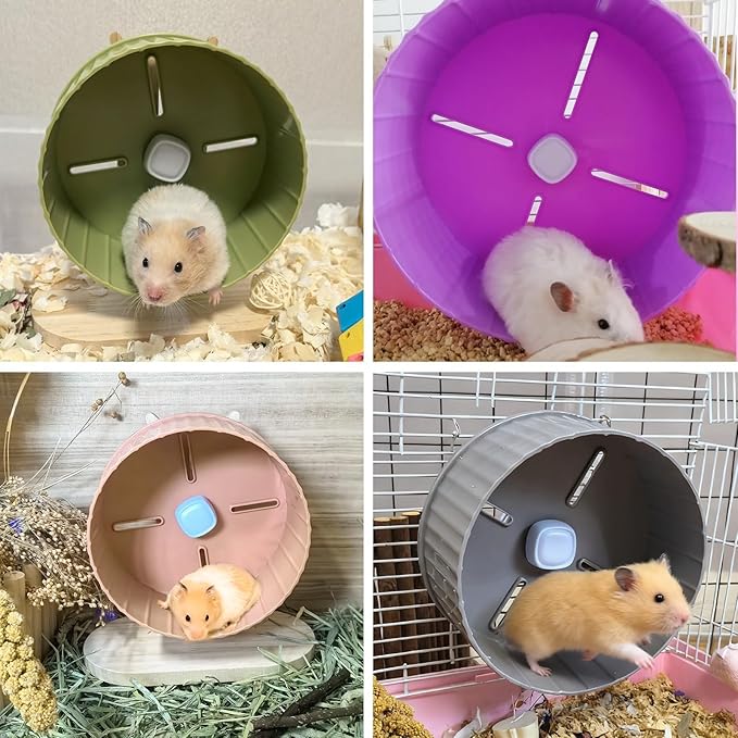 6.7in Silent Hamster Exercise Wheel Hedgehog Wheel Hamster Toy Cage Accessories with Adjustable Stand for Rat Gerbil Mouse (Gray)