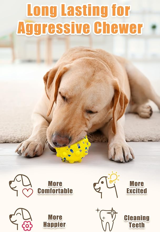 Moonorange 1.96'' Dog Balls for Dogs Aggressive Chewers Indestructible Tennis Durable Bouncy Interactive Dog Toy Balls for Fetch Game Floating Training(Yellow Small)