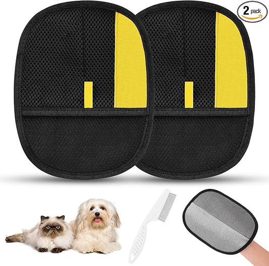 SAWMONG Pet Hair Removal Glove, 2Pcs Cat & Dog Reusable Pet Hair Remover Gloves New Upgrade, Grooming Pet Hair Remover Tool, Alternative to Lint Rollers