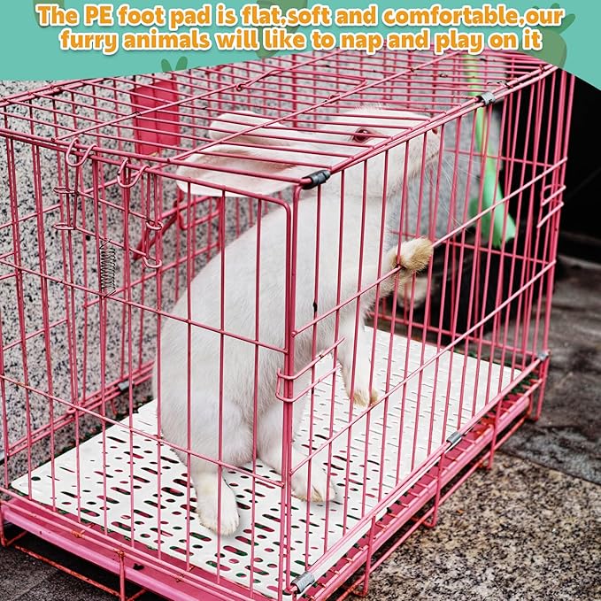 BBTO 24 Pieces Plastic Rabbit Cage Mat Durable Rabbit Feet Pad Small Animal Feet Pad Cage Resting Mat with a Convenient Connectors, Bunny Pads for Easy Cleaning for Bunny Rat Guinea Cats(White)