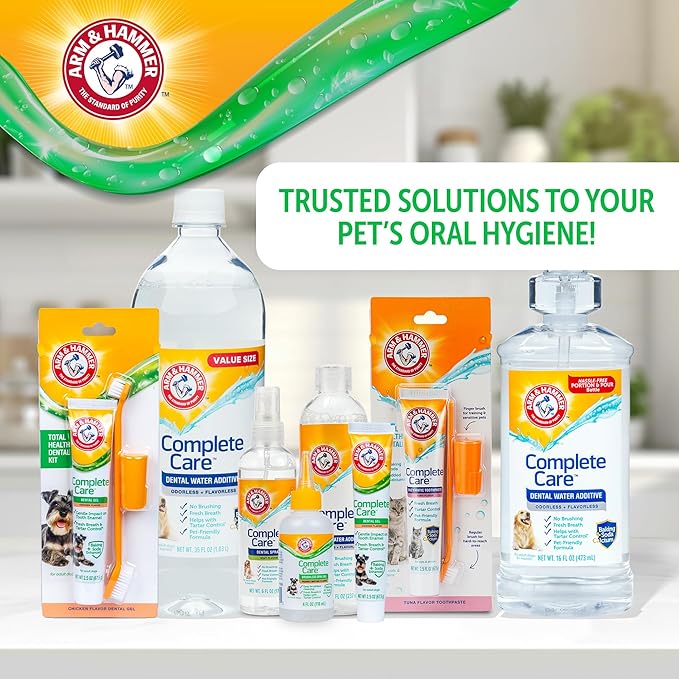 Arm & Hammer Complete Care Dental Gel Dog Toothbrush Kit, Includes Gel Toothpaste, Toothbrush, and Finger Brush, Baking Soda Enhanced, Fluoride Free, Chicken Flavor, 2.5 Oz