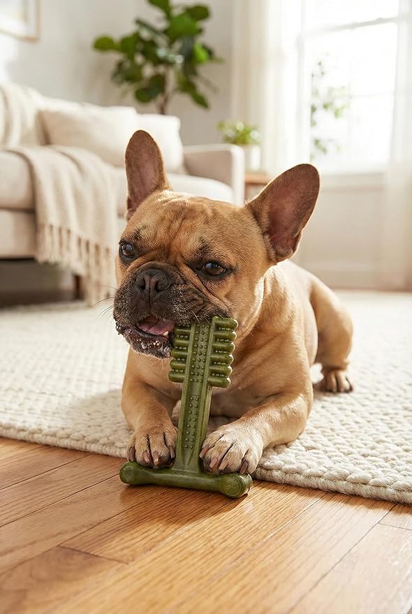 SPOT Bam-Bones Plus Toothbrush Dog Chew Toy 2-Pack for Small Dogs 10-30 lbs, Bamboo & Nylon Dental Chew with Mint & Baking Soda, T-Bone for Moderate to Heavy Chewers, 4 Inch