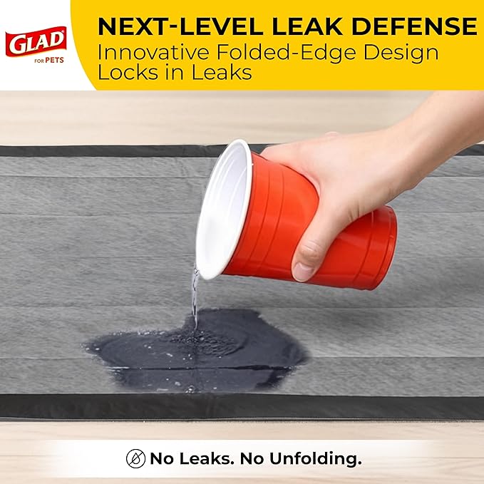 Glad for Pets Extra Large Charcoal Training Pads for Dogs and Puppies, Activated Carbon Odor Control, 6-Layer Absorbent Leak-Proof Pee Pads with Pheromone Attractant, 28 x 30 in, 30 Count - 6 Pack