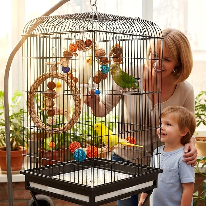 Parakeet Swing Toys,Bird Cage Hanging Chewing Toys,Natural Bird Parrot Foraging Toys for Budgerigar Conure Cockatiel Lovebirds Finches