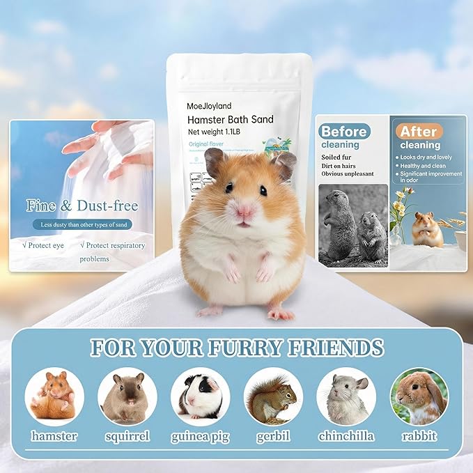 Hamster Sand Bath - Whit Fine Sand Hamster Bedding Reptile Silica Sand Gerbil Hideout for Hamster Chinchillas Gerbil Small Animals Small Pets (Flower Scent, 1.1 lb)