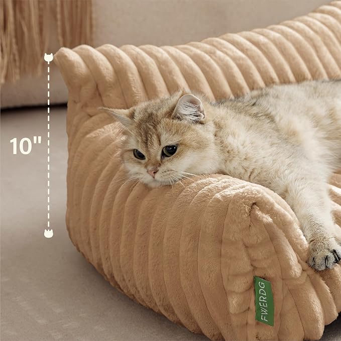 Cute Couch Bed for Pets, Supportive Cat Sofa for Indoor Cats, Medium Dog Sofa Bed for Medium Dogs, Beige, 30 inches