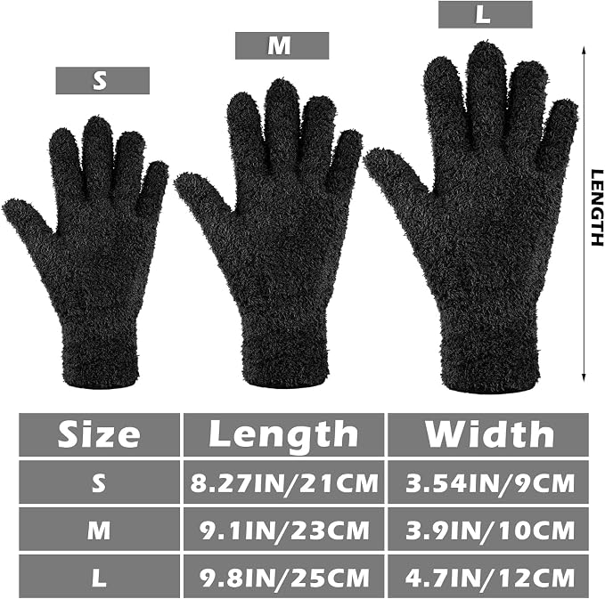 Patelai 6 Pairs Microfiber Plant Dusting Gloves Leaf Cleaning Gloves for Indoor Plants, Blinds, Furniture, House (Black,Medium)