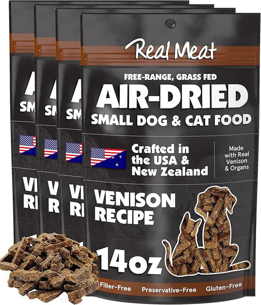 TRMC Real Meat Air Dried Cat Food & Dog Food w/Real Venison - 3.5lbs of USA-Crafted Grain-Free Dry Dog & Cat Food Sourced from Free-Range, Grass-Fed Venison - All Natural, High Protein Pet Food