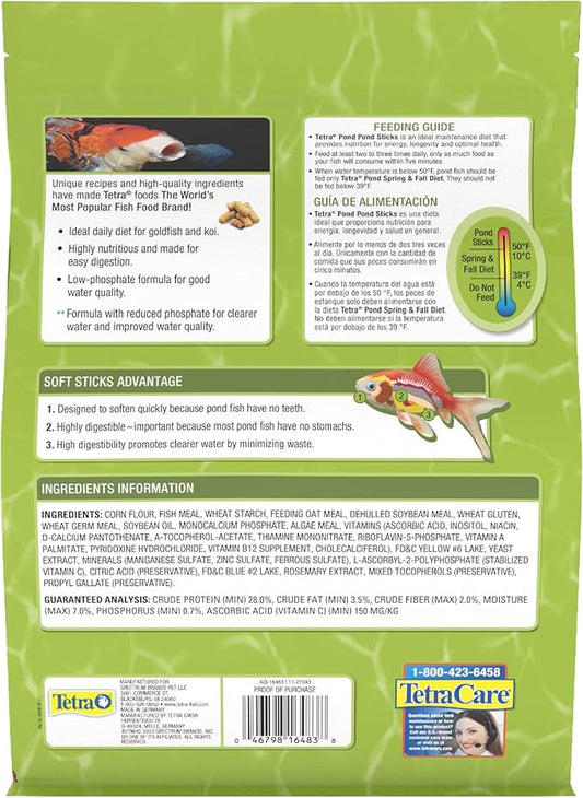 TetraPond Pond Sticks, Pond Fish Food, for Goldfish and Koi, 1.72 Pounds