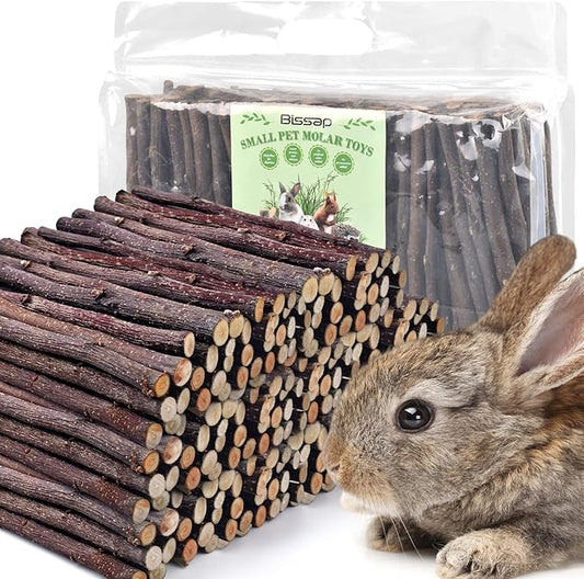 Bissap Apple Sticks for Rabbits, Natural Bunny Chew Toys and Treats for Chinchilla Guinea Pig Hamster Gerbil Small Animals Pet Apple Wood Stick Toys Teeth Grinding (940g/2lb)