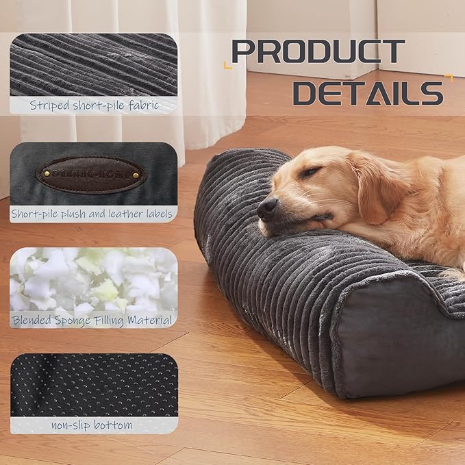 Dog Beds for Giant Large Dogs Breeds,Sofa Dog Bed with Pillow for Crate Kennel, Super Soft Pet Bed for Support Bolster, Comfortable Pet Couch Bed & Non-Slip Bottom