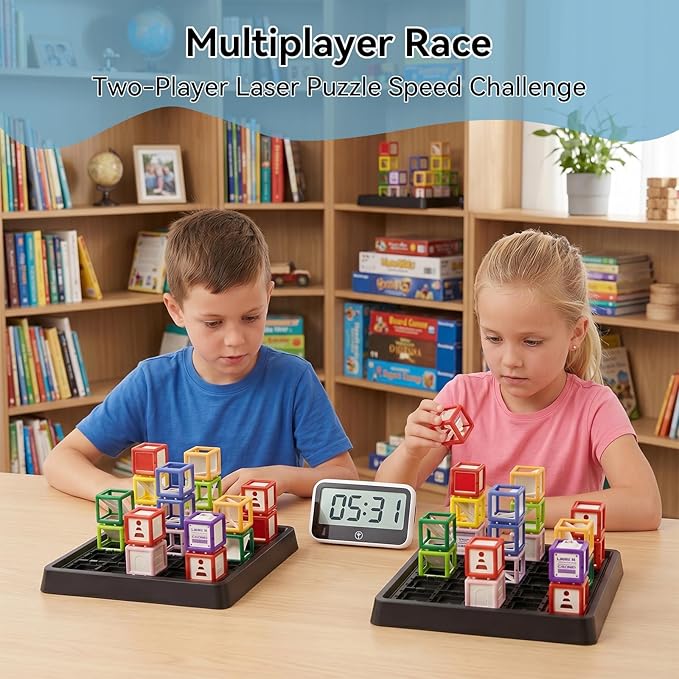 Laser Maze - STEM Logic Toys for Ages 8-13, 60+ Challenges Puzzle Games, Great 8-13 Years Old Children Gift to Develop Spatial Imagination Problem-Solving Concentration, Team/Solo Play