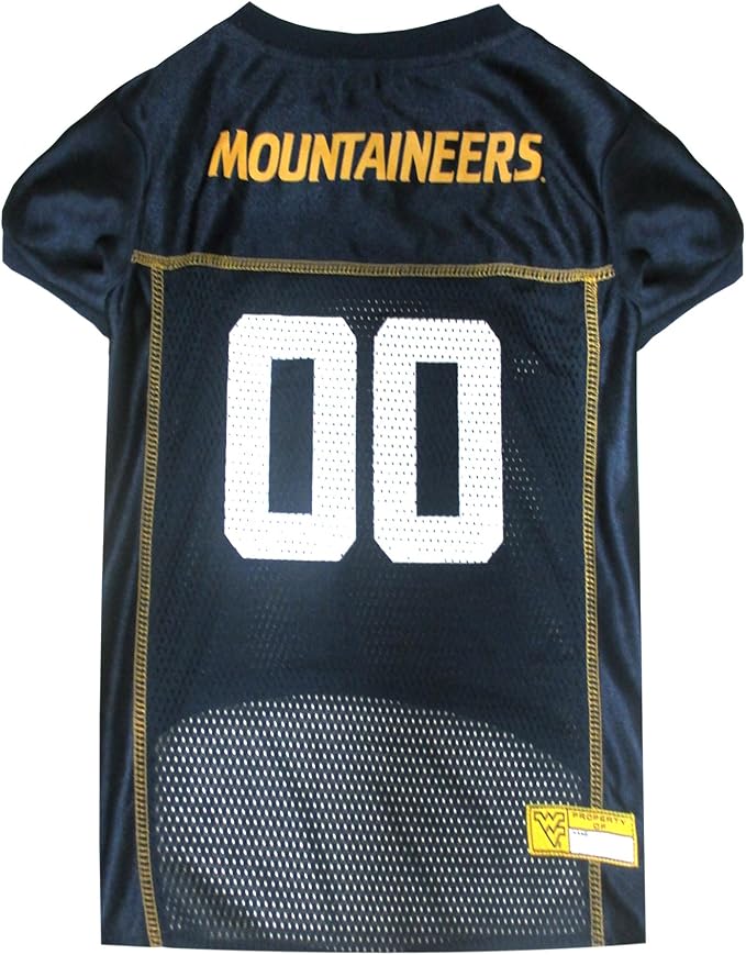 Pets First NCAA College West Virginia Mountaineers Mesh Jersey for DOGS & CATS, Large. Licensed Dog Jersey with your Favorite Football/Basketball College Team