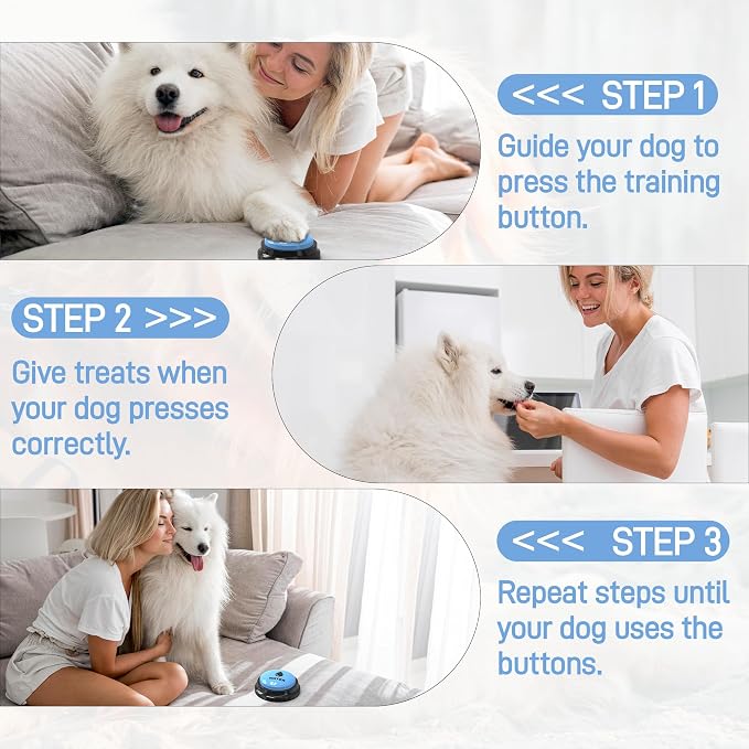Dog Buttons for Communication 8 Pcs, 30s Recordable Dog Talking Buttons Starter Set with Anti-Slip Mat & 24 Scene Stickers, Pet Training Voice Buzzer