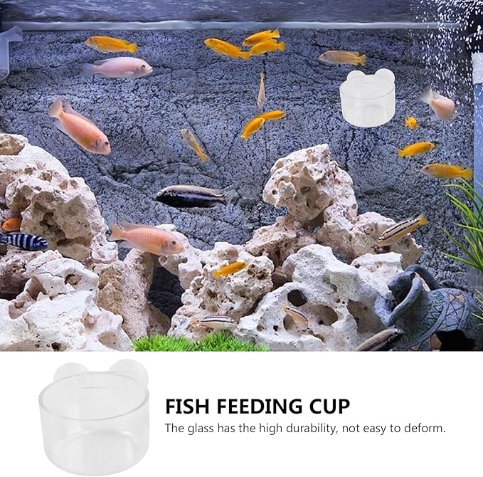 2pcs Aquarium Fish Feeder Floating Feeding Cup Set Acrylic Fish Food Container for Bloodworm and Brine Shrimp Large and Small Sizes