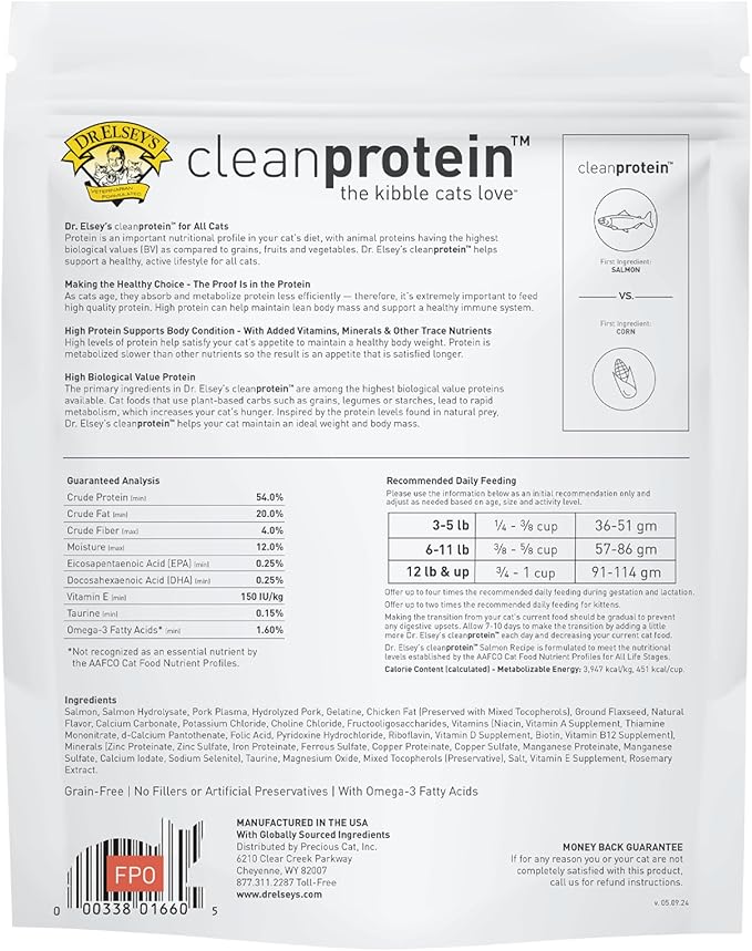 Dr. Elsey'S Cleanprotein Salmon Formula Dry Cat Food, 2 Pound (Pack of 1)