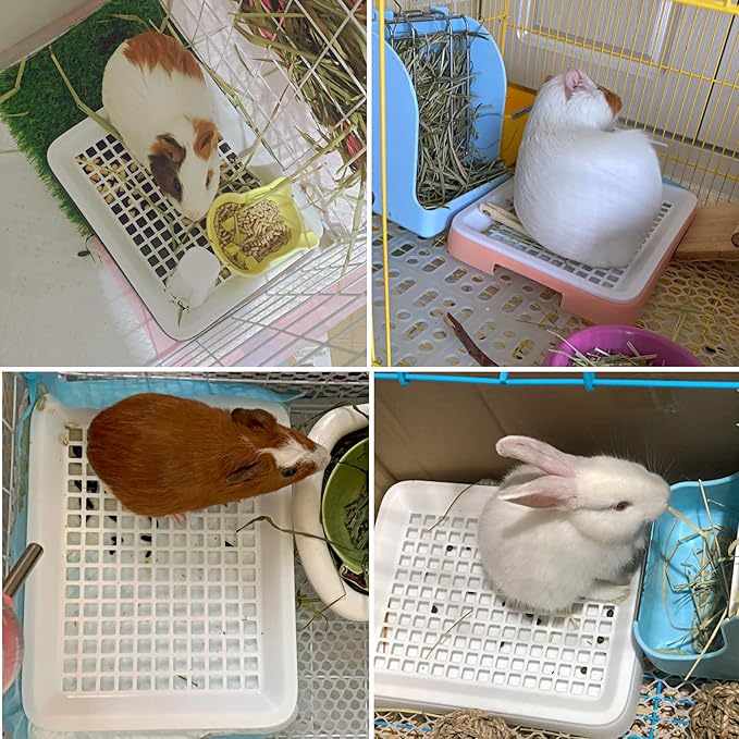 Fhiny Guinea Pig Litter Box, Small Pet Potty Training Chinchilla Bedding Litter Pan with Disposable Cage Liners & Cleaning Broom Cage Accessories for Young Guinea Pig Chinchilla (Black)