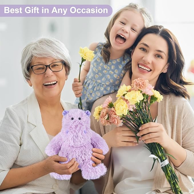 SuzziPals Warmable Hippo Stuffed Animals, Microwavable Stuffed Animal Heating Pads for Period & Stress Relief, Heatable & Coolable Hippopotamus Plush Toy, Cute Plushies Gifts for Kids & Women