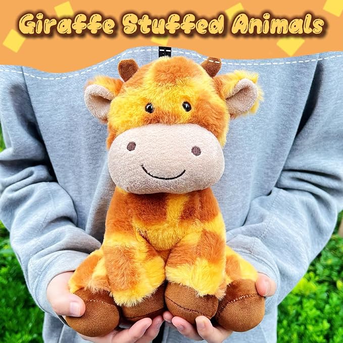 11" Giraffe Stuffed Animal Plush Toys for Girls and Boys, Cute Baby Giraffe Stuffed Animals, Plushie Party Favors for Kids, Soft Zoo Plush Toys for Birthday, Room Decorations