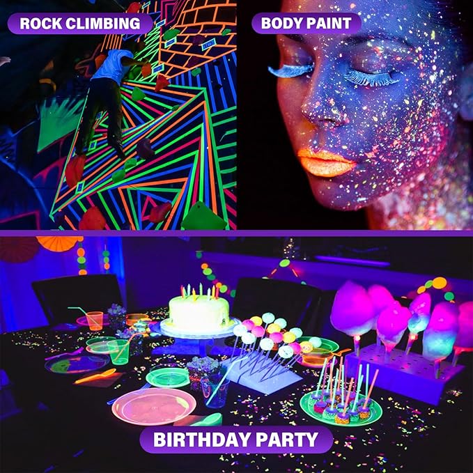 Rechargeable Black Light, Battery Powered Blacklight, Cordless 395nm UV Black Light for Neon Glow Party,Glow in The Dark, Aquarium, Body Paint, Fluorescent Poster, Halloween Party, 1 Pack