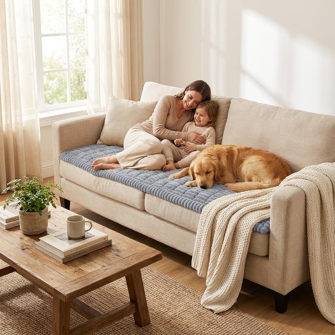 Smiry Couch Cover for Dogs, Non Slip Washable Sofa Protector for Pets, Soft Furniture Cover for Pet, Stylish Sofa Covers, Cozy Protect Against Fur, Dirt & Everyday Messes (Grey, 35.4" x 70.9")