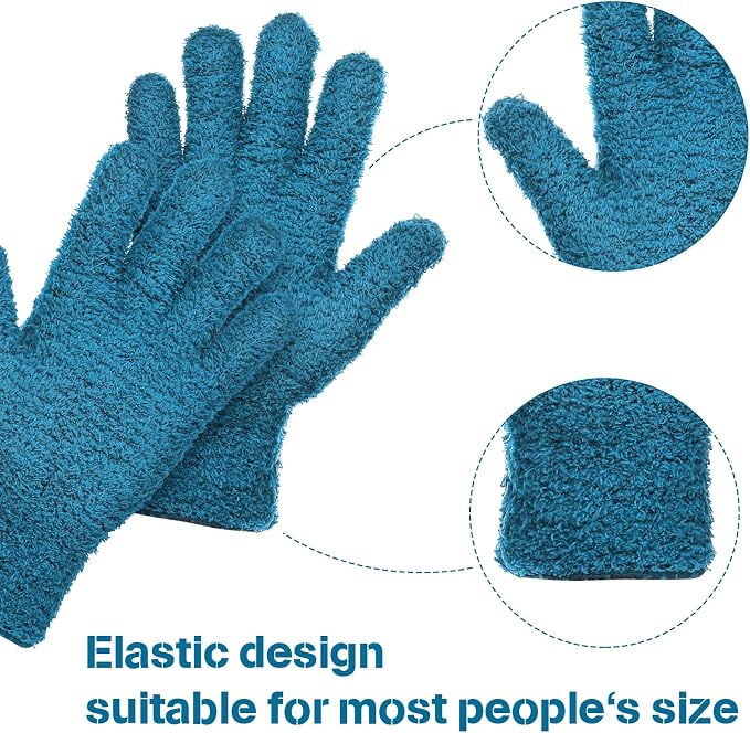 Patelai 2 Pairs Microfiber Gloves for plants Dusting Cleaning Glove Mittens House Cars Blinds Dusting(Blue, Grass Green,X-Large)