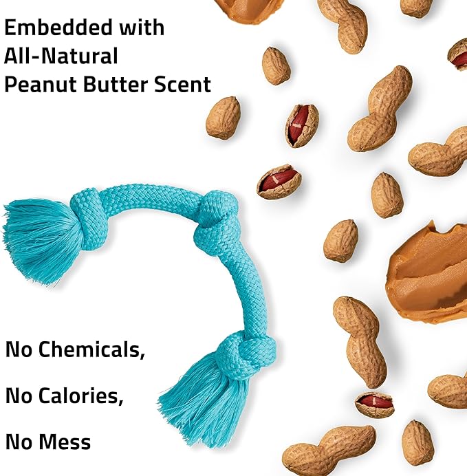 Playology Dog Toys | Dri-Tech Rope Tug of War Dog Toy for Tough Chewers (Value 2-Pack) | Peanut Butter & Beef Scented Medium Tug Rope Toys for Dogs