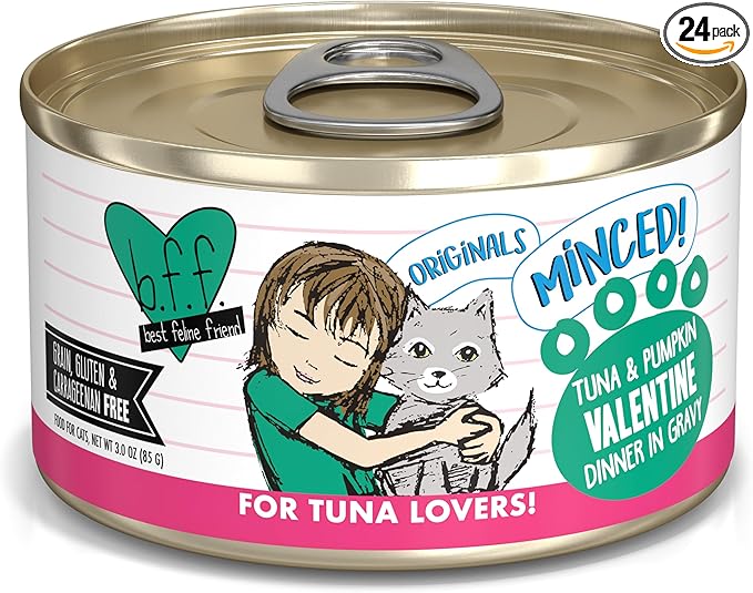 Weruva BFF Minced Natural Wet Cat Food, Tuna and Pumpkin Valentine in Gravy, 3oz Can, Pack of 24