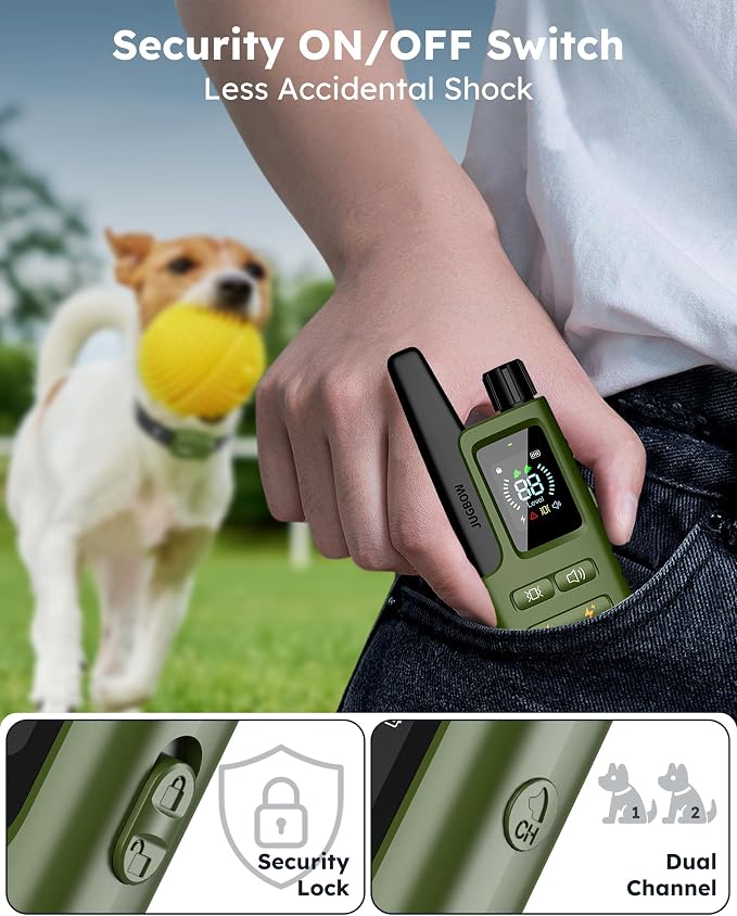 Dog Shock Collar 2 Dogs (10-120Lbs) - 4200FT Dog Training Collar with Remote IPX7 Waterproof Electric Collar with 4 Training Modes, Security Lock, Rechargeable e-Collar for All Breeds, Sizes