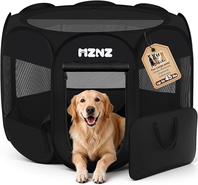 Dog Playpen, Portable Puppy Pet Crate Indoors for Small/Medium/Large Dogs Cats Rabbits, Foldable Dog Cage Enclosure for Outdoor, Pop Up Dogs Tent Kennel with Carrying Case, Whole Black