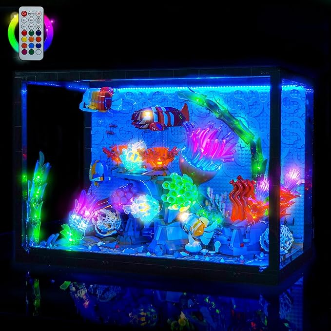 BrickBling LED Light Compatible with Lego Tropical Aquarium 10366, Decoration Lamp Compatible with Lego Tropical Fish Tank- Excluding Model (Colorful Version Light)