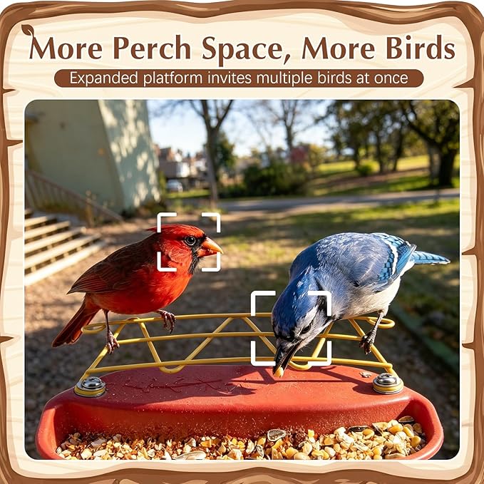 Feekoon Metal Perch Extender Compatible with Bird Buddy PRO Solar Smart Bird Feeder – Durable Rust Resistant Outdoor Birds Feeder Accessory, Wider Landing Space, Add On with Screws Included