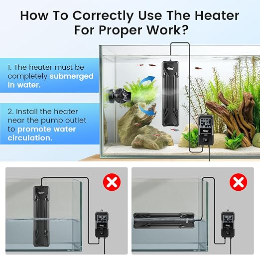 hygger 300W Aquarium Heater, Upgraded Submersible Fish Tank Heater with Dual Protection System & LED Digital Display, with Automatic Power-Off Function, for 40-80 Gallons Freshwater and Saltwater Tank