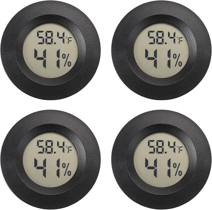 Mini Hygrometer Digital Thermometer Humidity Meter Hygrometer Thermometers Indoor/Outdoor Humidity Monitor Reptile Thermometer for Greenhouse Garden Cellar Fahrenheit(℉)/ Celsius(℃) 4 Pack