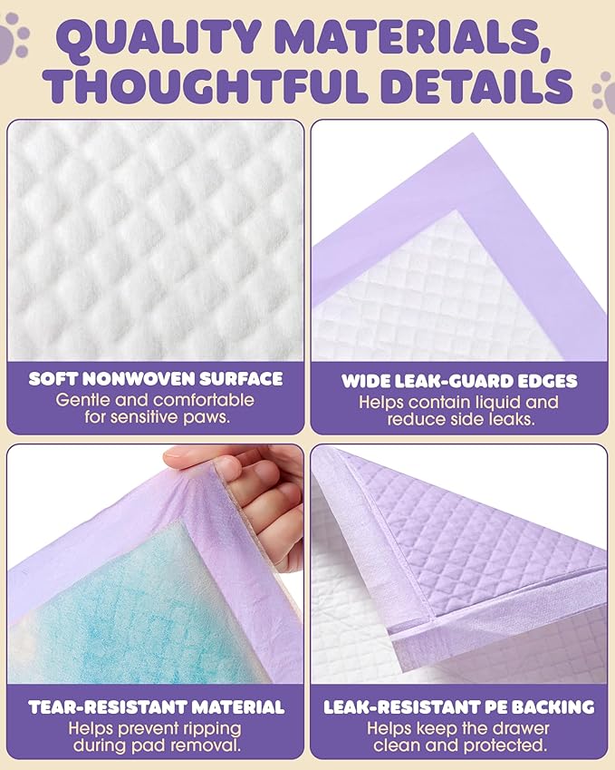 Powools Cat Pee Pads - Leak-Resistant Disposable Pee Pad for Cats, 12 x 17.5" Cat Litter Box Pads, 900g Absorbency, for Litter Box Drawers, Pet Carriers & Floor Use, 40 Count, Unscented
