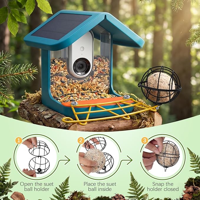 Metal Perch Extender & Suet Ball Holder Compatible with Bird Buddy PRO Solar Bird Feeder, Rust-Resistant Outdoor Birds Feeder Accessory, Wider Landing Space, Add On with Screws Included