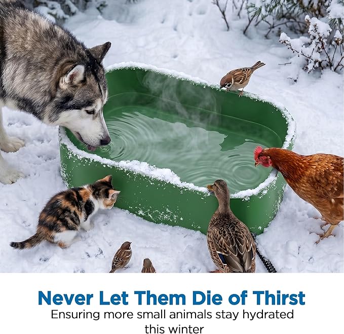 5.5L/1.45Gal Extra Large Heated Water Bowl, Indoor & Outdoor Winter Antifreezing Pet Heated Thermal Water Bowl Dish, Anti Chewy Cord, BPA-Free, Pet Products for Dog Cats Rabbit Chicken Duck Squirrel
