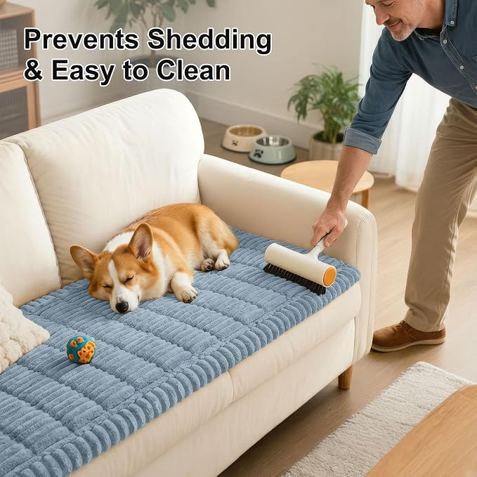 Smiry Couch Cover for Dogs, Non Slip Washable Sofa Protector for Pets, Soft Furniture Cover for Pet, Stylish Sofa Covers, Cozy Protect Against Fur, Dirt & Everyday Messes (Haze Blue, 35.4" x 70.9")