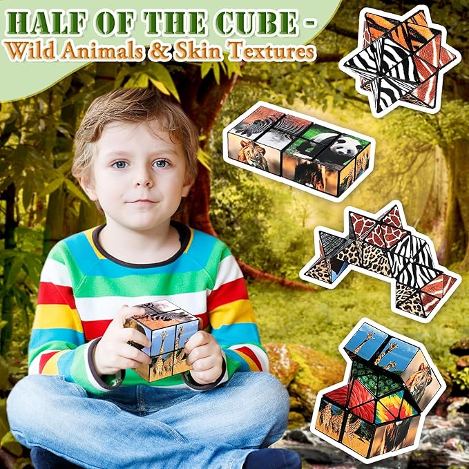 2 in 1 Star Cube Magic Cube Set, Fidget Toy for Kids, Animal Toys for Ages 8-13, Travel Yoshimoto Cube for 6 7 8 9 10 11 Year-Old Boy Girls Gifts