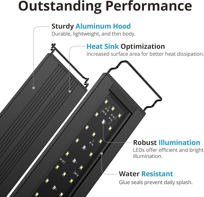 NICREW C10 Plants LED Aquarium Light, 24-30 in, 16 Watts, Full Spectrum Fish Tank Light with Timer, Day and Night Cycle, Brightness Adjustable