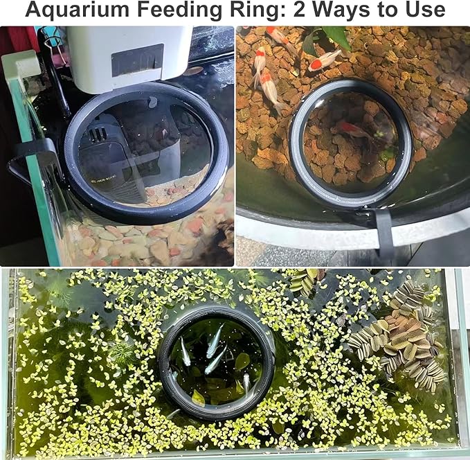 Clip On Fish Feeding Ring, Floating Aquarium Feeder, Non-Shedding Fish Food Holder for Betta Goldfish Guppy Turtle