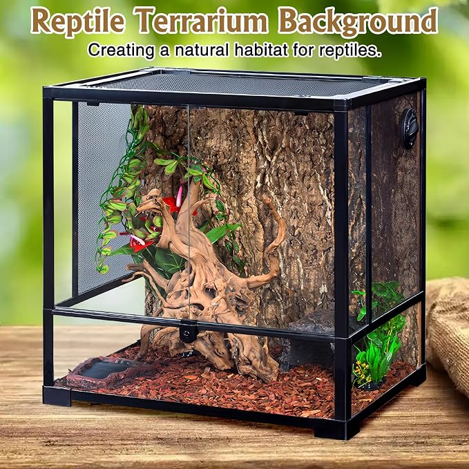 Fhiny 10 PCS Cork Bark Background, 11.6" x 7.7" Natural Cork Bark for Reptiles Bearded Dragon Climbing Backdrop Terrarium Habitat Wall Decor Accessories for Turtle Gecko Lizard Snake Spider Frog