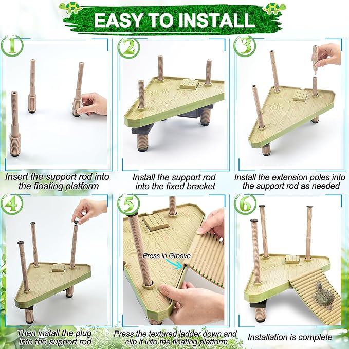 Keedolla Floating Turtle Pier and Basking Platform, Turtle Basking Platform Ramp Tortoise Reptile Floating Docks Climbing Ladder for Crabs, Frogs, Newts, Salamanders - Medium