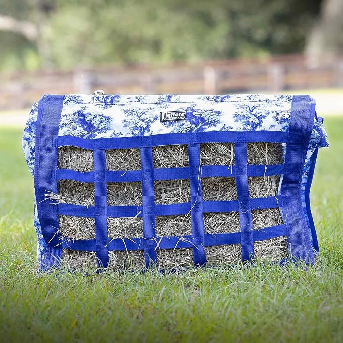 Jeffers Expression Extend Feed Hay Bag - Natural Slow Feed Hay Feeder, Durable 600D Material, Mesh Bottom & Top Loading Design, Holds Up to 2 Flakes for Horses, Goats & Livestock - Equestrian Toile