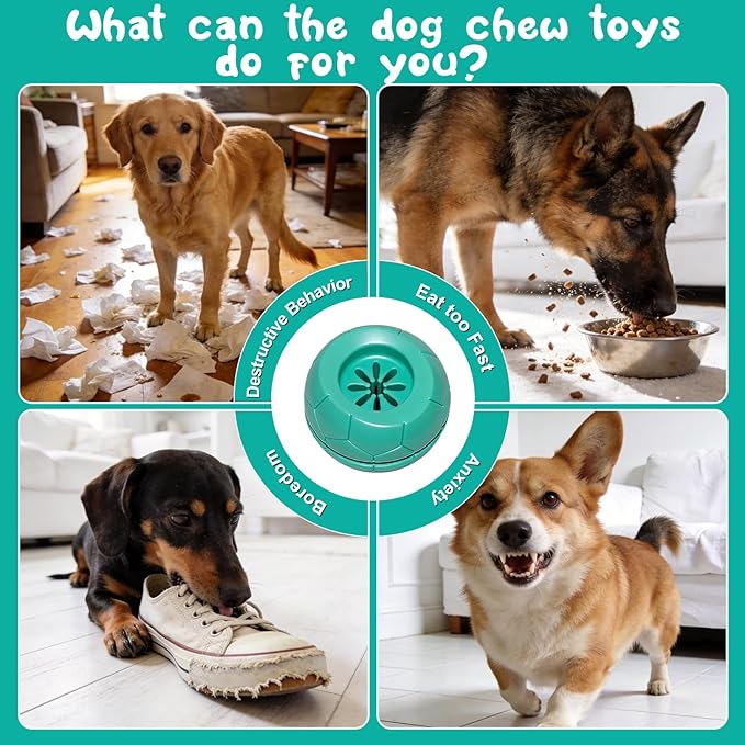 Treat Dispensing Dog Toys & Bully Stick Holder, Durable Natural Rubber Chew Toys for Aggressive Chewers, Large/Medium Dogs, Interactive Puzzle to Relieve Boredom, Choking Prevention, Dishwasher Safe