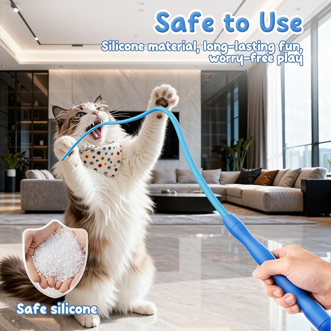 Casfuy Innovative Ultra Light Durable Tail Silicone Teaser Wand Cat Toy