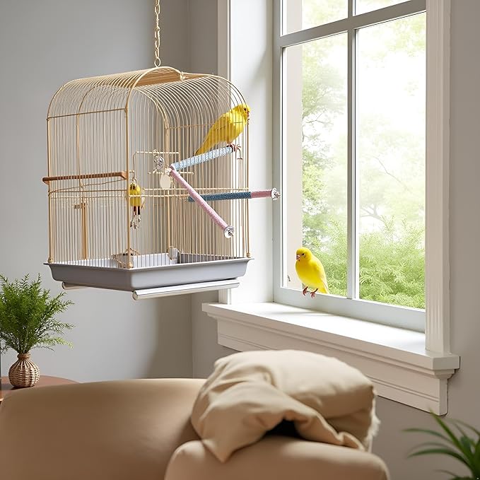 2 Pcs Bird Perch Stand Toy,Random Bird Perch Stand Toy Wood Parrot Grinding Claw Sticks Sanded Cage Toy for Parakeets Finches Parakeet Toys, Sanded Surface Cage Accessories for Parakeets Finches