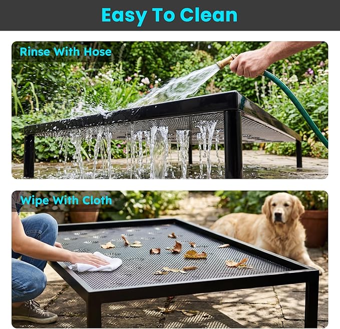 ZOMISIA Chew Proof Elevated Dog Bed for Extra Large Dogs XL- Raised Pet Cot with Removable Waterproof Padded for Outdoor Use, Indestructible and Washable, 50" L x 31" W x 7.5" H, Black