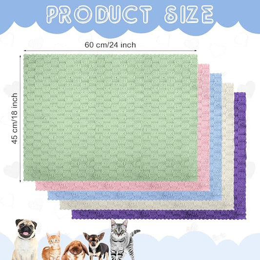 SmoothNovelty 5 Pcs Waterproof Guinea Pig Blankets Washable Small Animal Pee Pad Pet Blanket Sleep Bedding Mats Absorbent Guinea Pig Cage Liner Reusable Pet Sleep Pad(Multicolored,18" X 24",Classic)